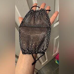 Beaded Black Rhinestone Face Mask